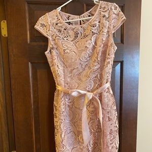 ADRIANNA PAPELL Blush Pink Lace Dress